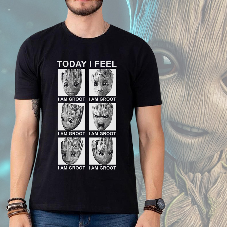 Camiseta Unissex Masculina Today I Feel I Am Groot (Preta) - CD