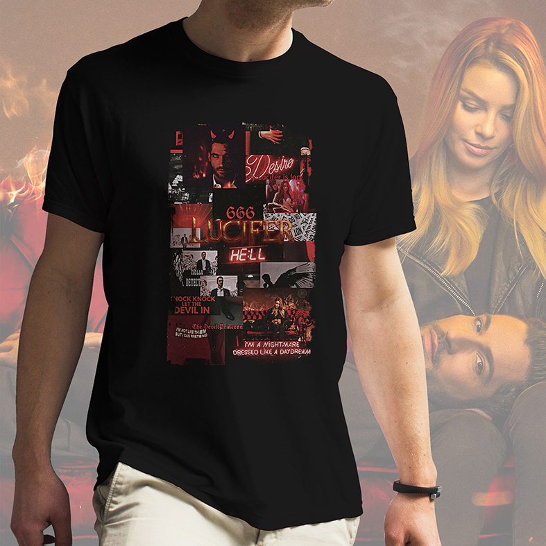 Camiseta Masculina Unissex TV Shows The Devil Lucifer Morningstar Netflix (Preta) - EV