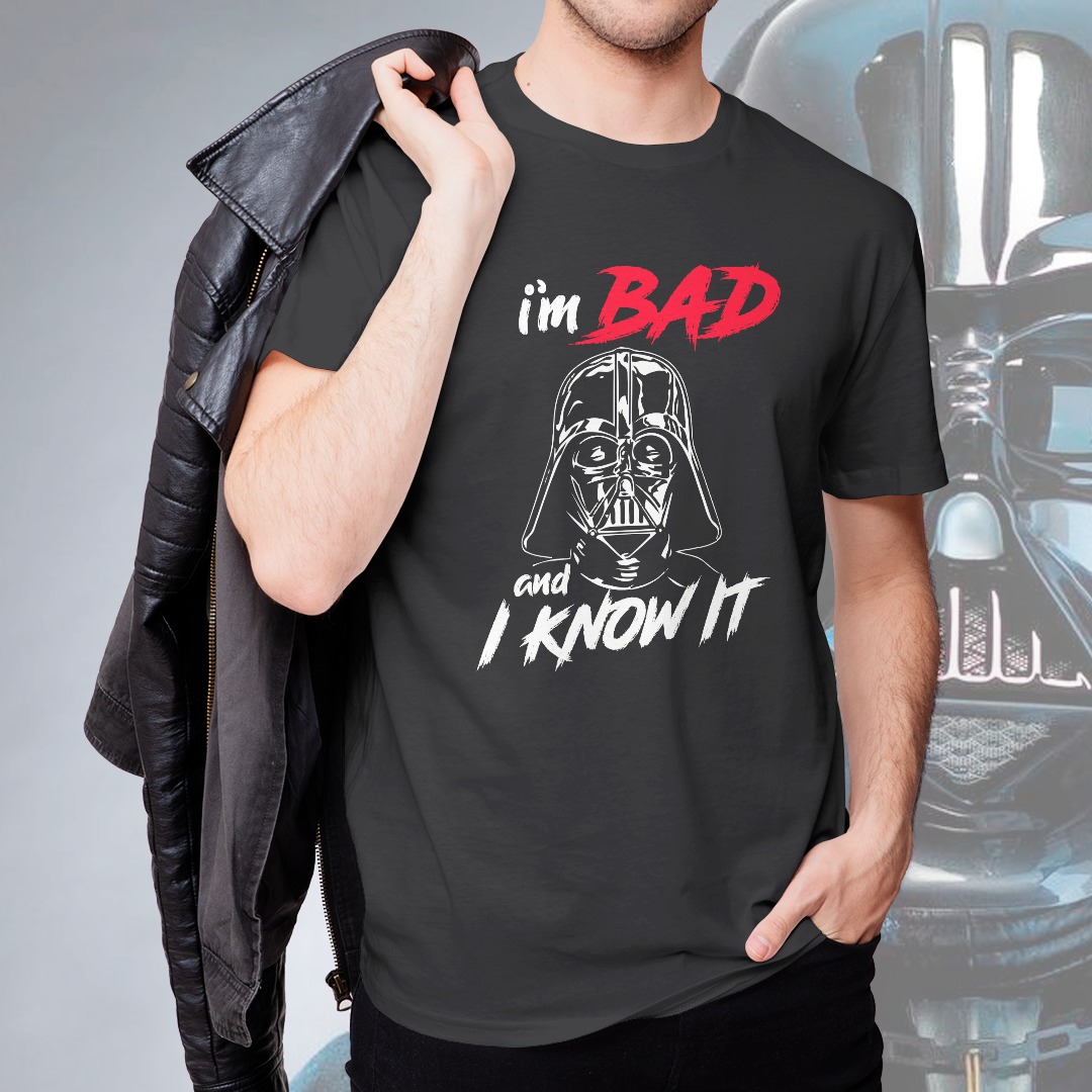 Camiseta Unissex Darth Vader I'm Bad And I Know It: Star Wars Disney (Cinza Chumbo) - CD