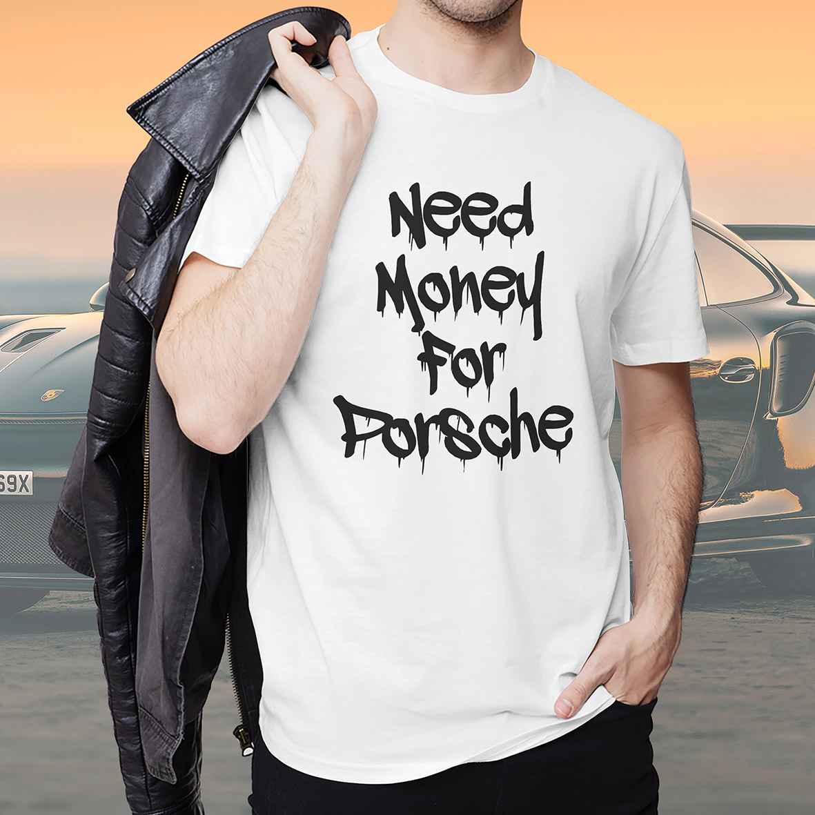 Camiseta Unissex Need Money For Porsche (Branco) - CD