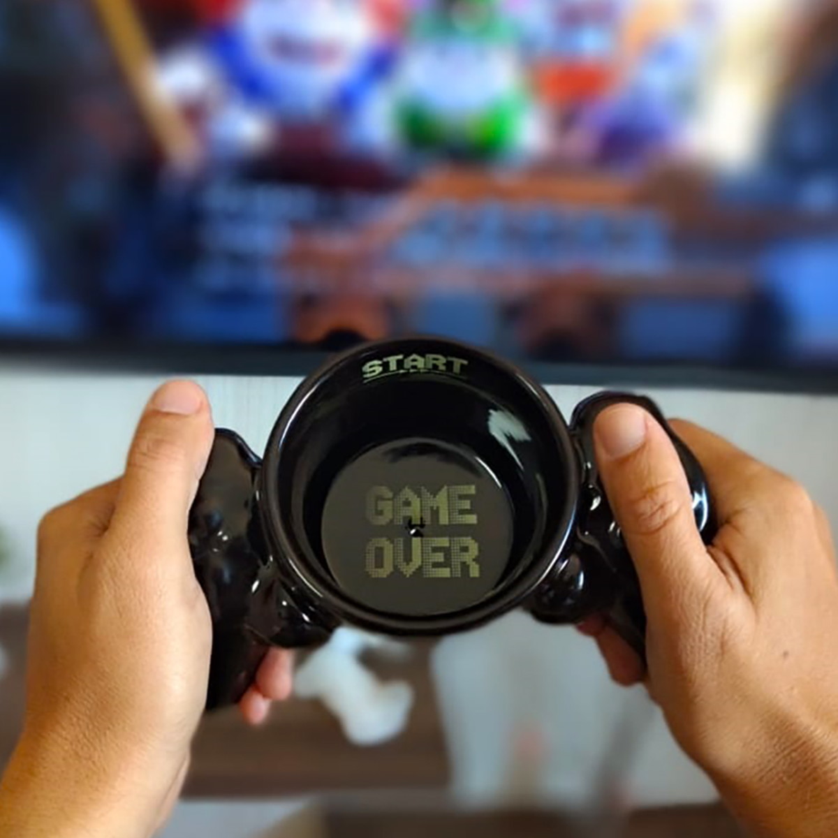 Caneca 3D Controle de Vídeo Game - Game Over Pequenos Detalhes Na Cerâmica
