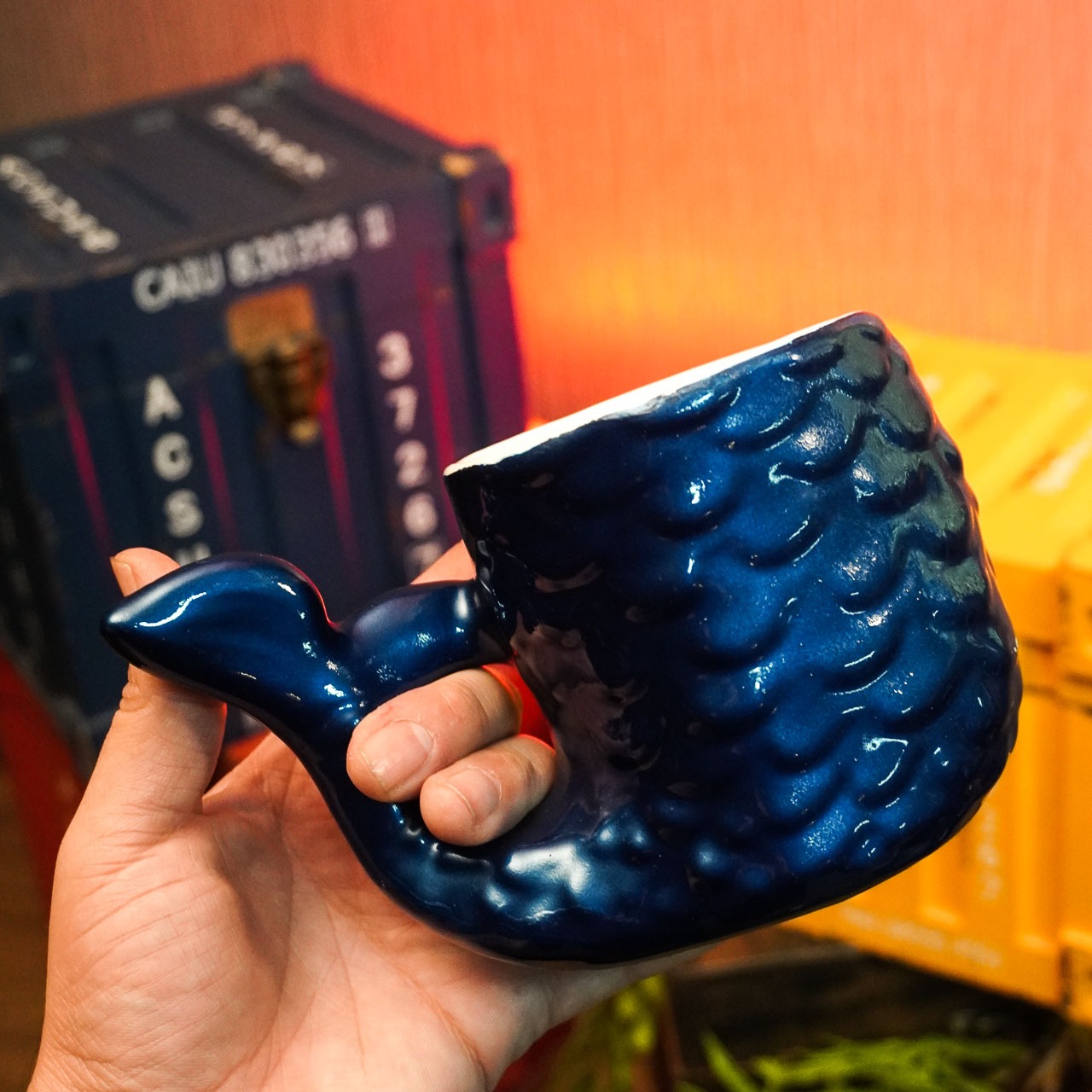 Caneca 3D Sereia Azul 500ml (Pequenos Detalhes na Cerâmica)
