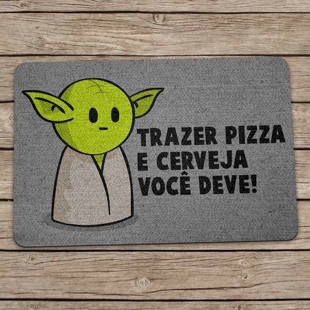 Tapete Capacho Logo Yoda " Trazer Pizza E Cerveja Você Deve!": Star Wars