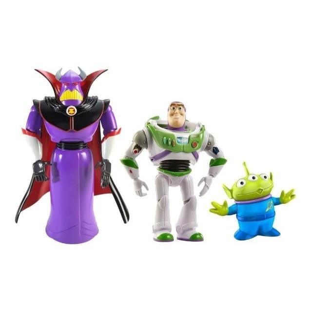 Conjunto Bonecos "Buzz Lightyear, Imperador Zurg e alien Pizza Planet" - Toy Story