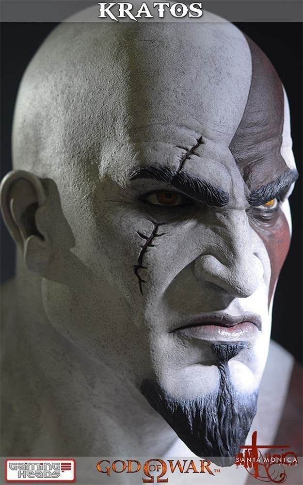 Estátua Bustos Kratos God Of War Life Size Bust Escala 1/1 - Gaming Heads 