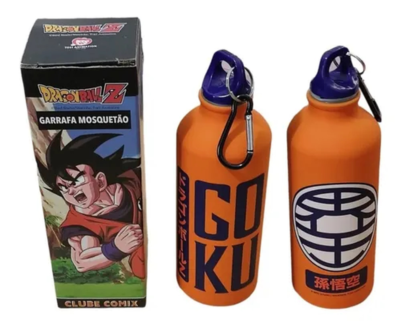 Garrafa de Alumínio com Mosquetão Goku: Dragon Ball Z 500ml - Clube Comix