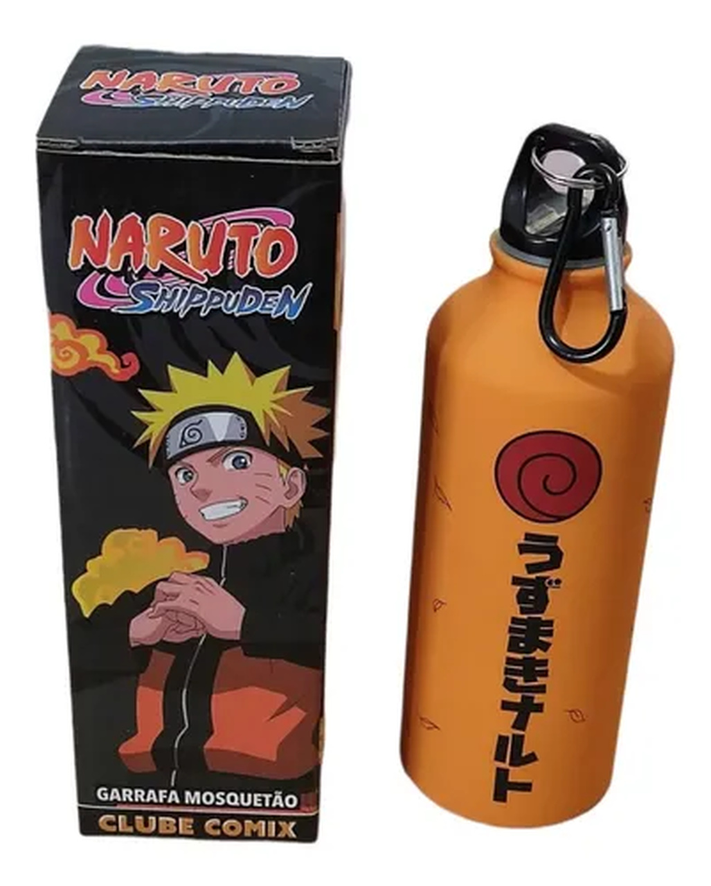 Garrafa de Alumínio com Mosquetão Naruto Uzumaki: Naruto Shippuden 500ml - Clube Comix
