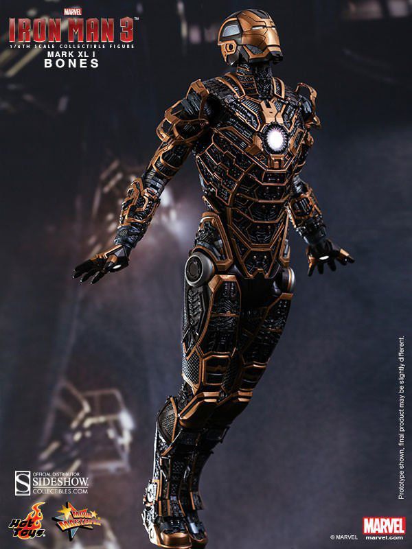 Action Figure Homem de Ferro (Iron Man) (Mark XLI) Bones: Homem de Ferro 3 (Iron Man 3) Escala 1/6 (MMS251) - Hot Toys