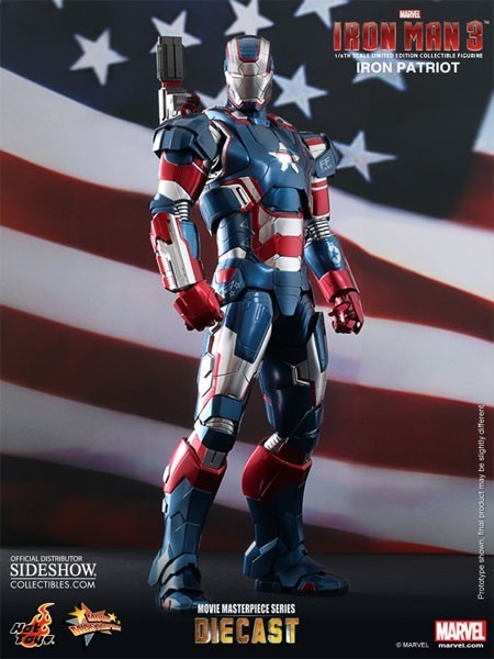 Boneco Patriota de Ferro (Iron Patriot): Homem de Ferro 3 ( Iron Man 3) Diecast (MMS195D01) Escala 1/6 - Hot Toys