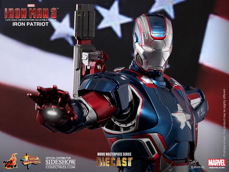 Boneco Patriota de Ferro (Iron Patriot): Homem de Ferro 3 ( Iron Man 3) Diecast (MMS195D01) Escala 1/6 - Hot Toys
