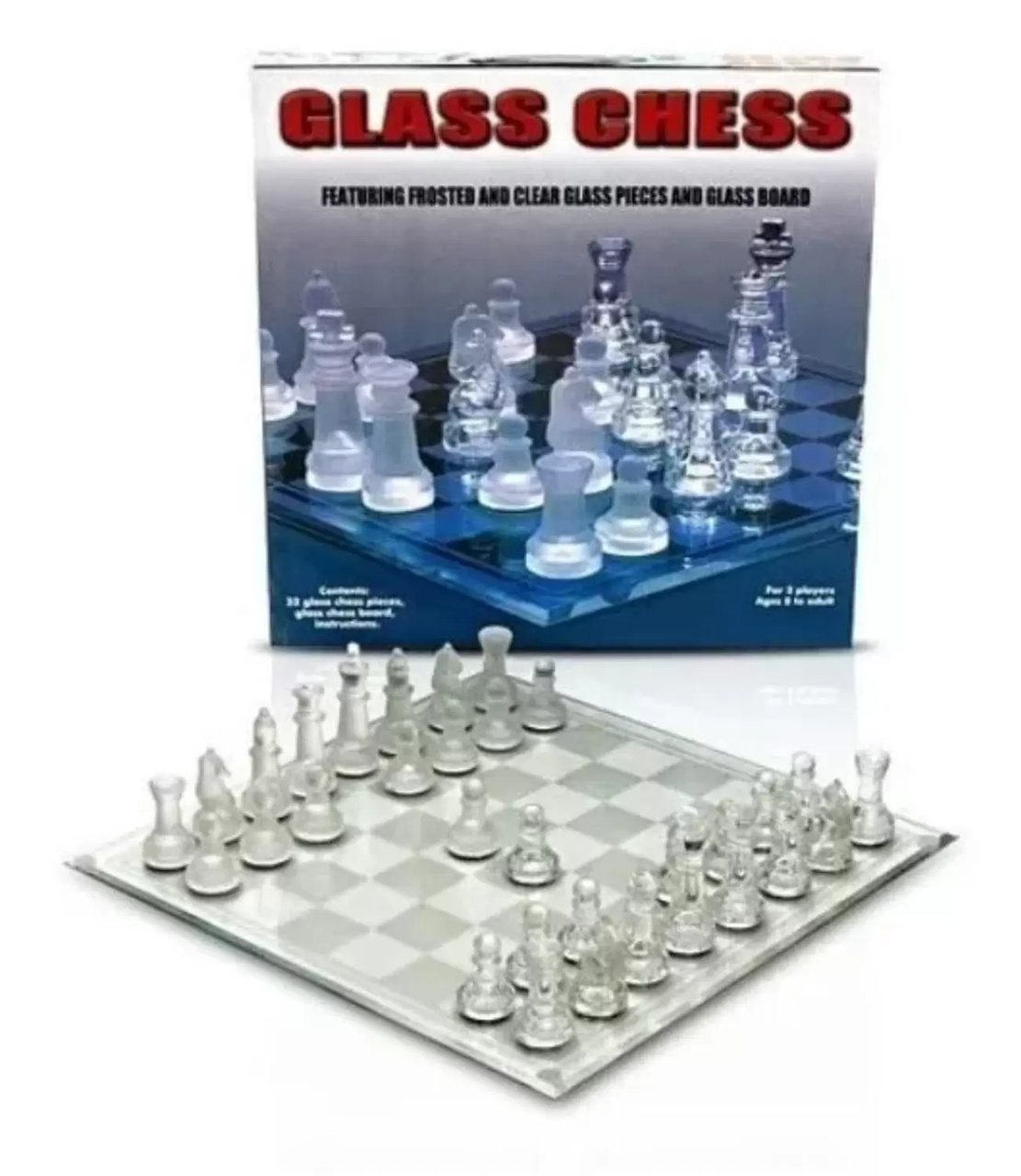 Jogo Tabuleiro de Xadrez em Vidro - Glass Chess 39cm - Toyshow