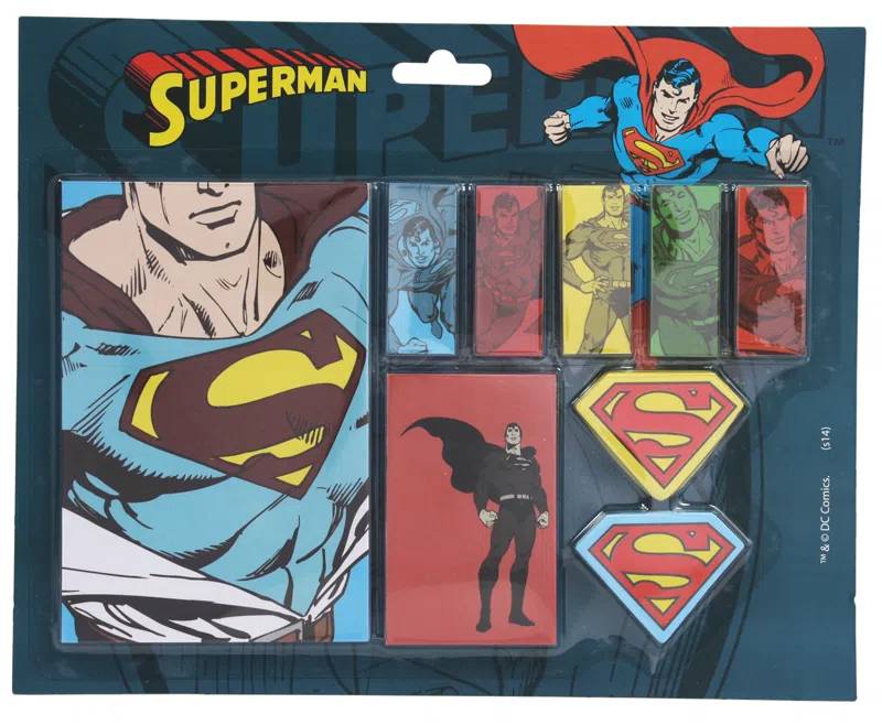 Kit Blocos de Notas Post It Adesivos Super Homem Superman: DC Comics