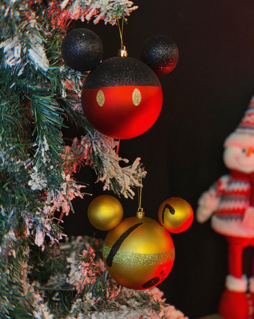 Kit Com 2 Enfeites Árvore de Natal Christmas Geek Mickey e Pluto: Mickey e Minnie Mouse - Disney