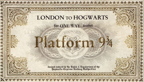 Kit com 2 Tickets Ingressos Plataforma Platform 9 3/4 Hogwarts Express: Harry Potter