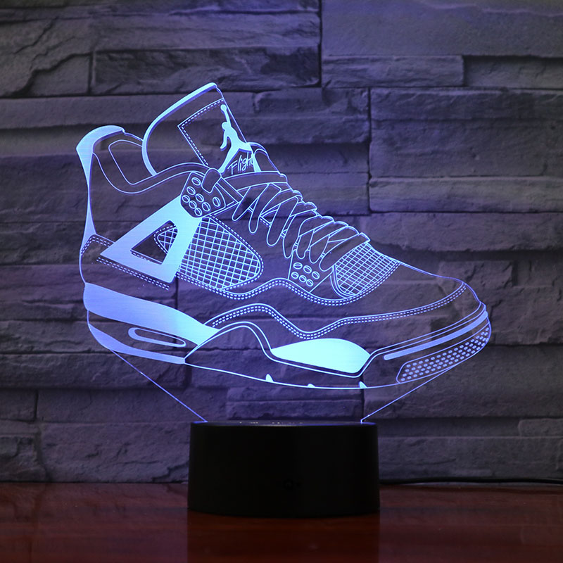 Luminária/Abajur Efeito 3D Tenis Nike Air Jordan 7 Cores com Controle Base Preta - MKP