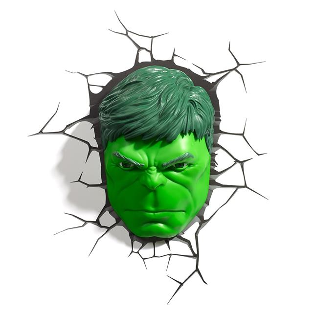Luminária Rosto Hulk: Marvel Comics - 3D light FX