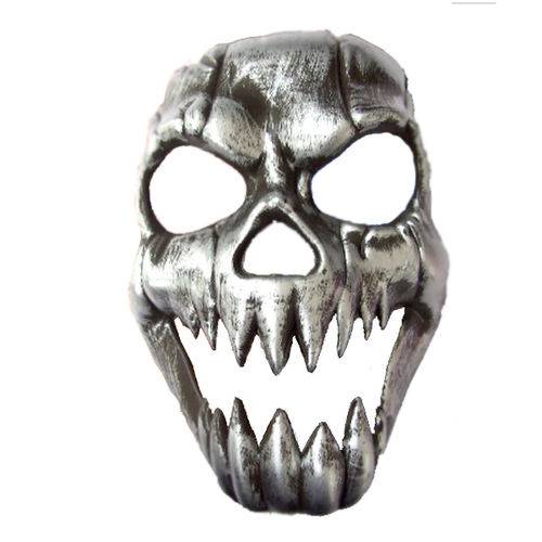 Máscara Metalizada Caveira Prateada Cosplay Fantasia Halloween