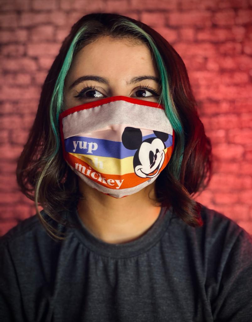 Máscara Tripla Camada Tecido Personalizada Geek Adulto Mickey: Mickey e Minnie Mouse Reutilizável Prime Oficial Disney