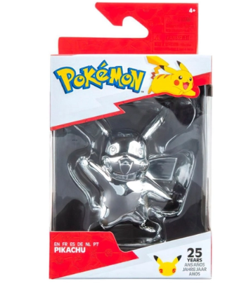 Mini Estátua Colecionável Prateado 25 anos Pikachu: Pokémon - Anime Mangá - Sunny