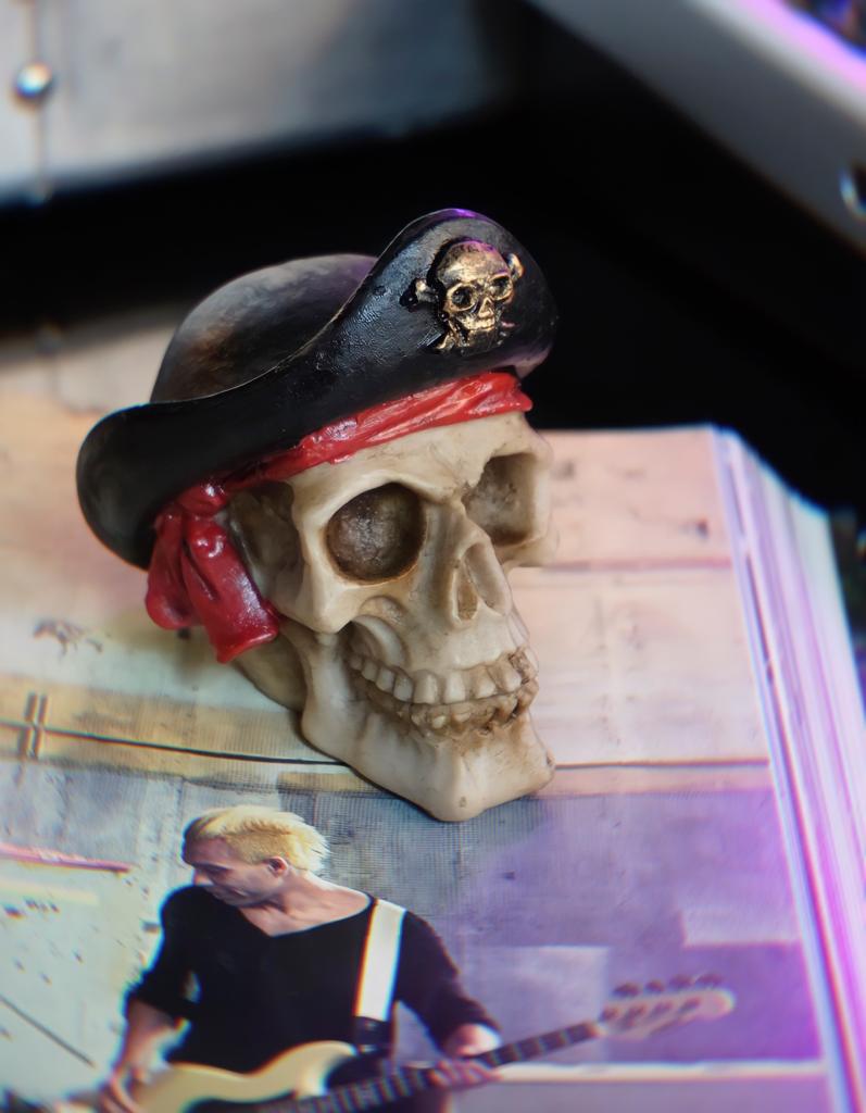 Miniatura Caveira Crânio Skull Decorativa Capitão Pirata