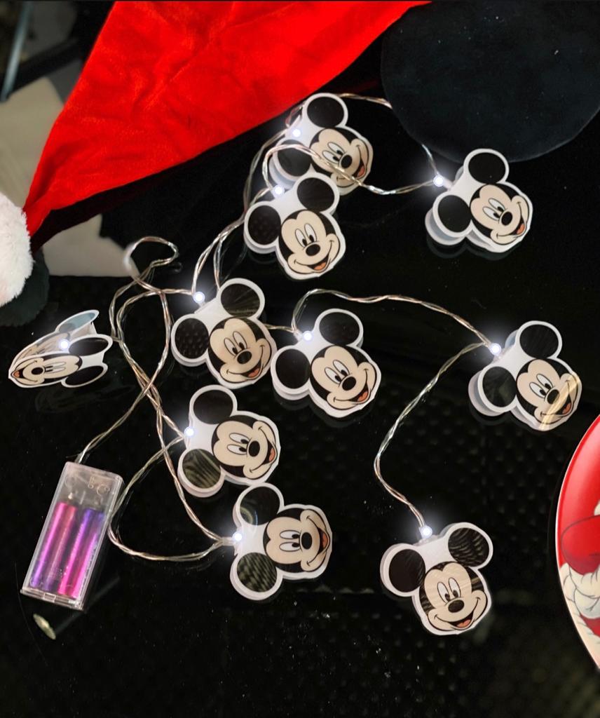 Pisca Pisca Cordão LED Mickey: Mickey e Minnie Mouse Disney Natal Christmas