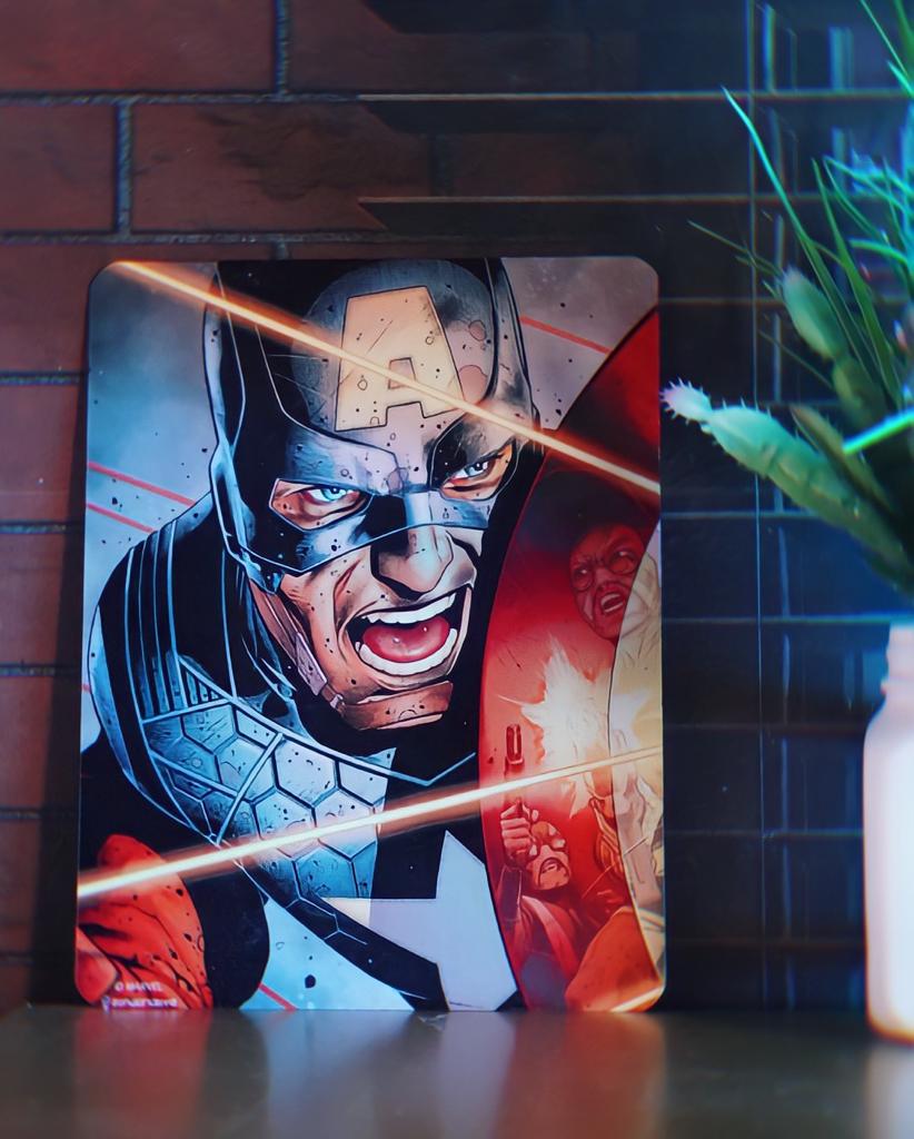 Placa Decorativa de Metal Capitão América Marvel - Zona Criativa