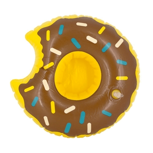 Porta Copo Inflável  ''Boia'' Donuts (Marrom) - 30x20cm