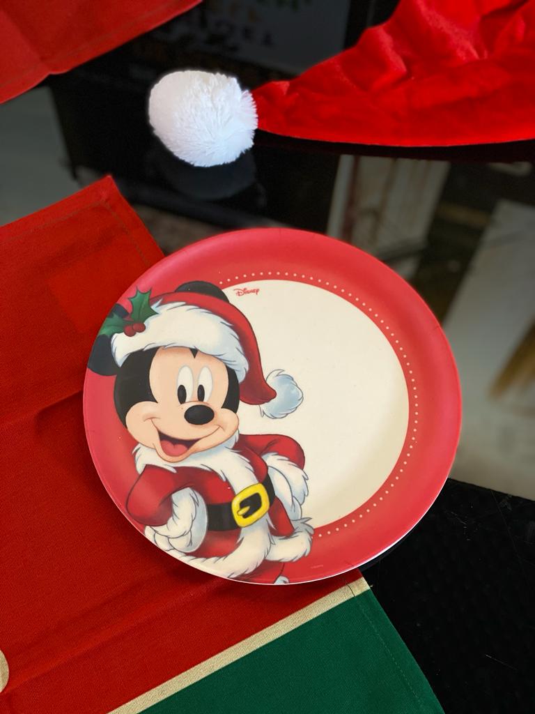 Prato De Bambu Geek Mickey Noel: Mickey e Minnie Mouse: Disney 25CM