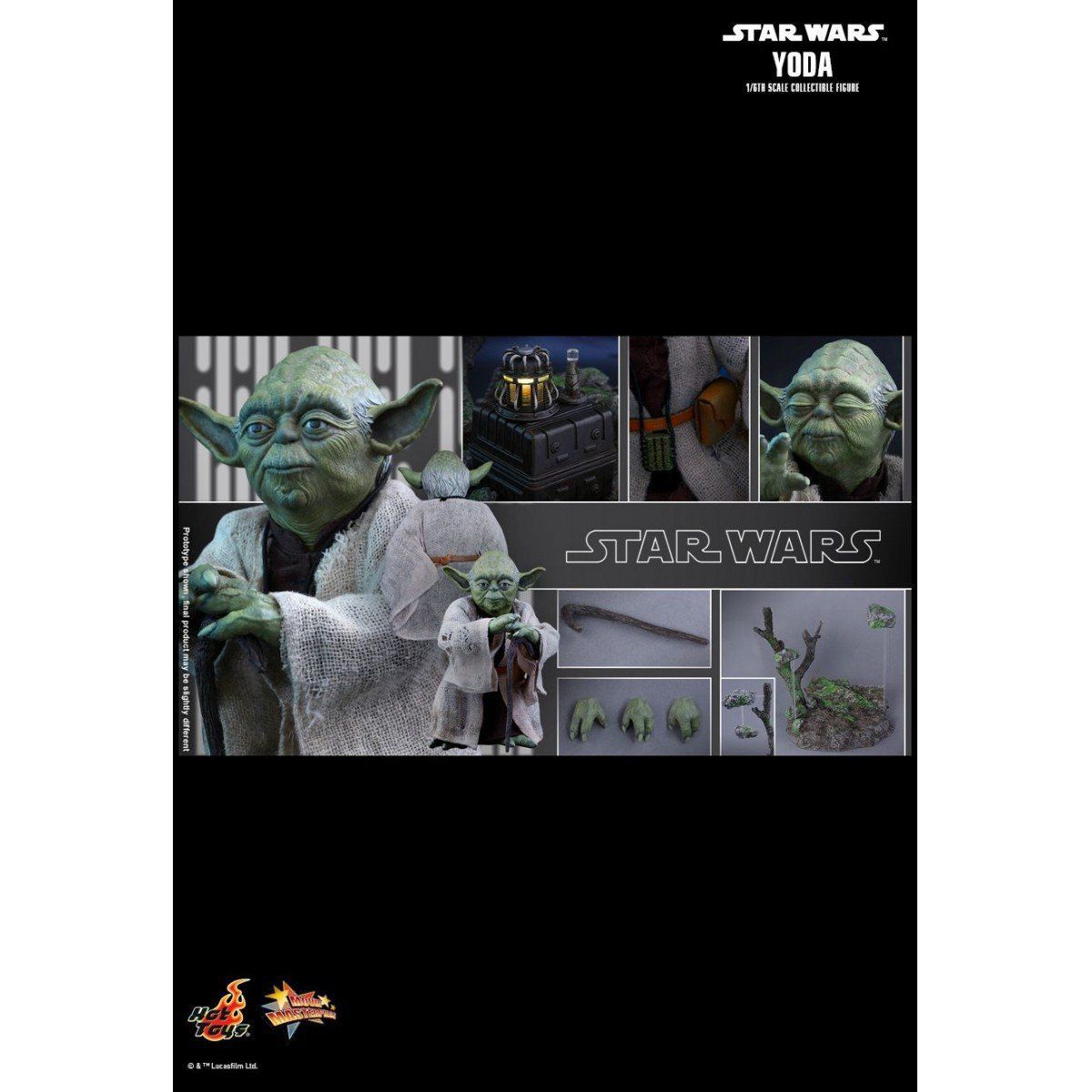 Boneco Yoda: Star Wars Episódio V: O Império Contra-Ataca Escala 1/6 - Hot Toys