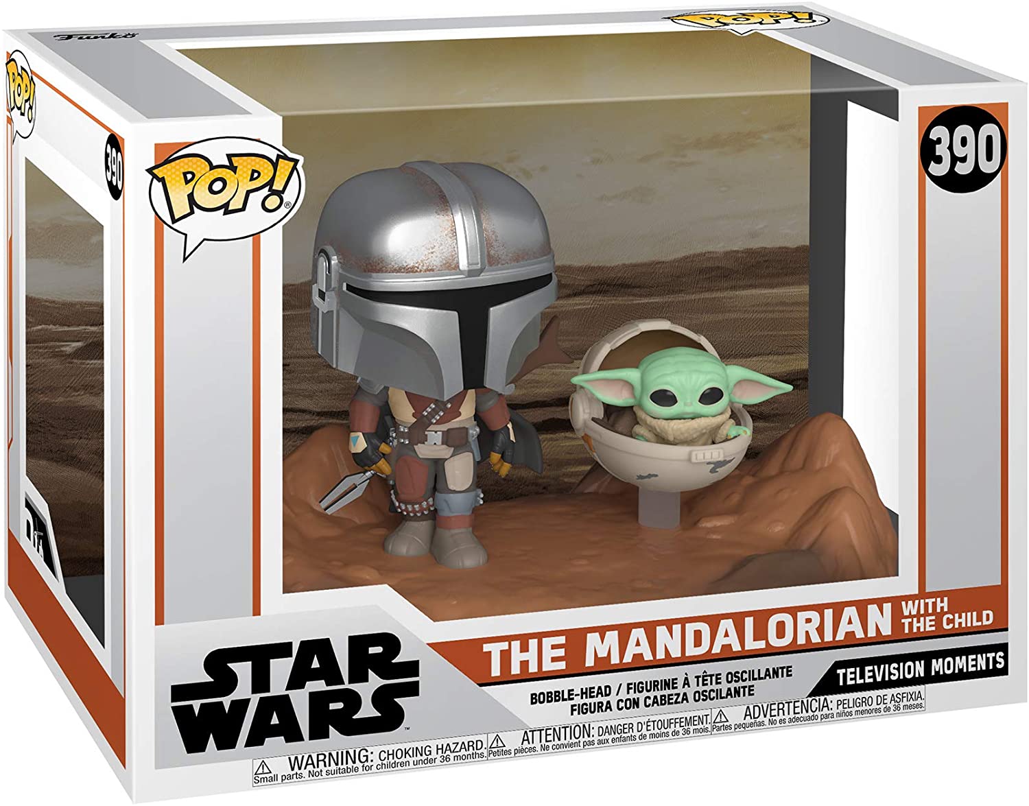 Funko Pop! Star Wars: Mandalorian - Mandaloriano com Grogu ''Baby Yoda'' #390 -  Funko