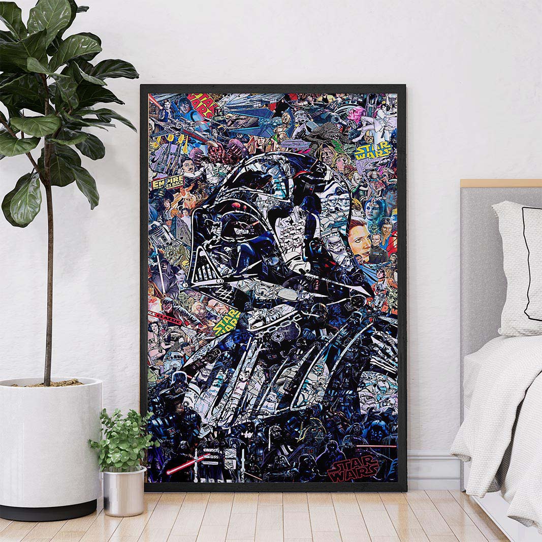 Quadro Canvas Sem Moldura 50x80 Darth Vader Collage Art Star Wars - MKP