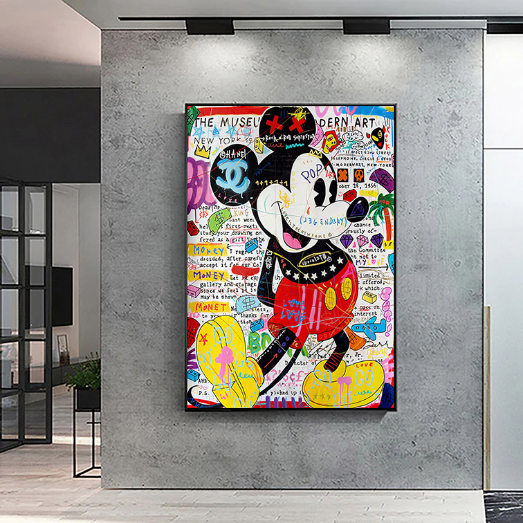 Quadro Canvas Sem Moldura 60x80 Mickey Mouse Graffiti Art - MKP