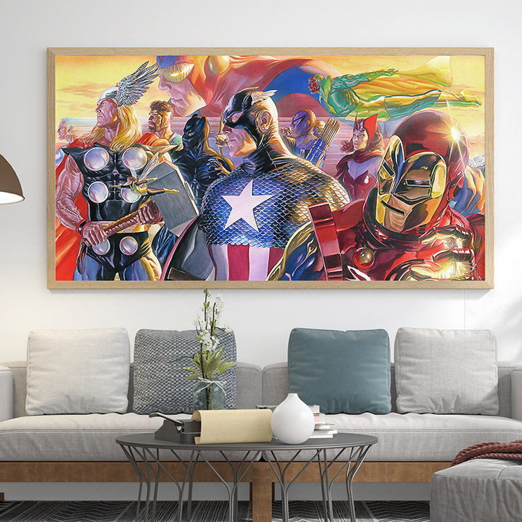 Quadro Canvas Sem Moldura 80x50 Invenciveis Capitão América Homem de Ferro Thor Marvel Personagens - MKP