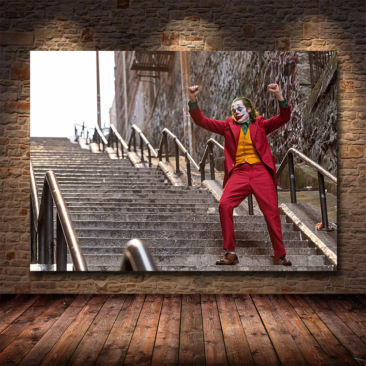Quadro Canvas Sem Moldura 80x60 Joker Joaquin Phoenix Escadaria Filme Coringa - MKP