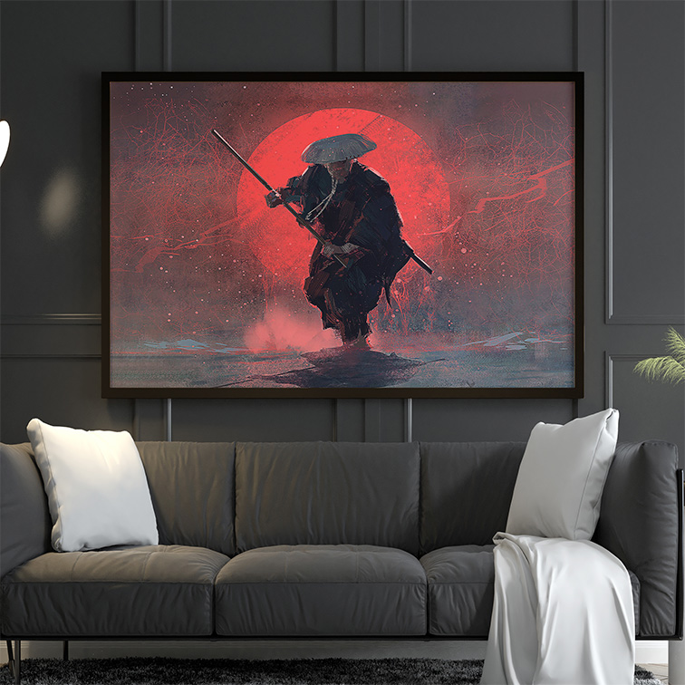 Quadro Canvas Sem Moldura 80x60 Samurai Art Fantasy - MKP
