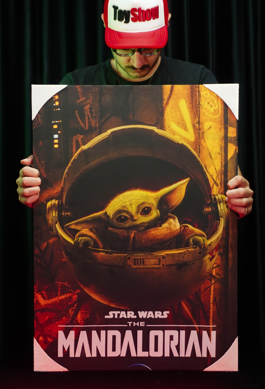 Quadro Canvas Tela de Tecido Poster Capa Grogu Baby Yoda The Child: Mandaloriano Mandalorian Star Wars Disney+ 70x50 cm