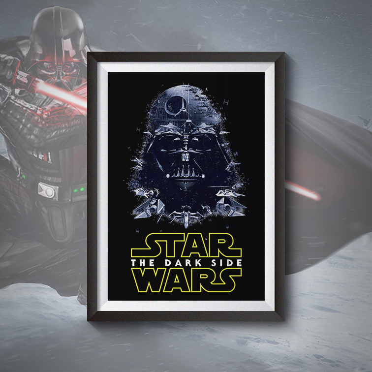 Quadro Com Moldura Darth Vader The Dark Side: Star Wars - 46x33- CD