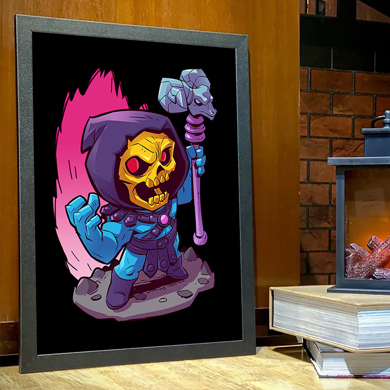 Quadro Com Moldura Esqueleto Skeletor He-Man Animação Cartoon - 33x46