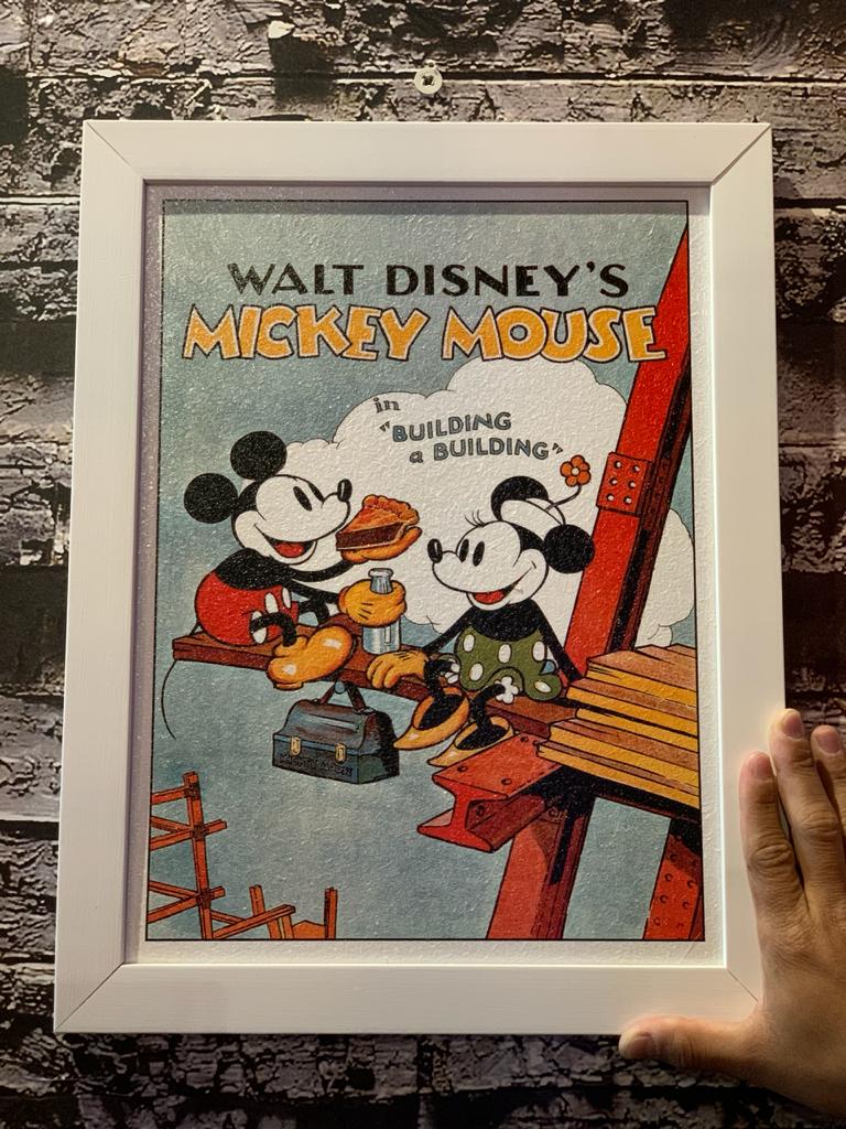 Quadro com Moldura Mickey Mouse e Minnie Mouse (Vintage) 