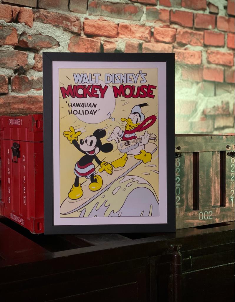 Quadro com Moldura Mickey Mouse e Pato Donald (Vintage) 