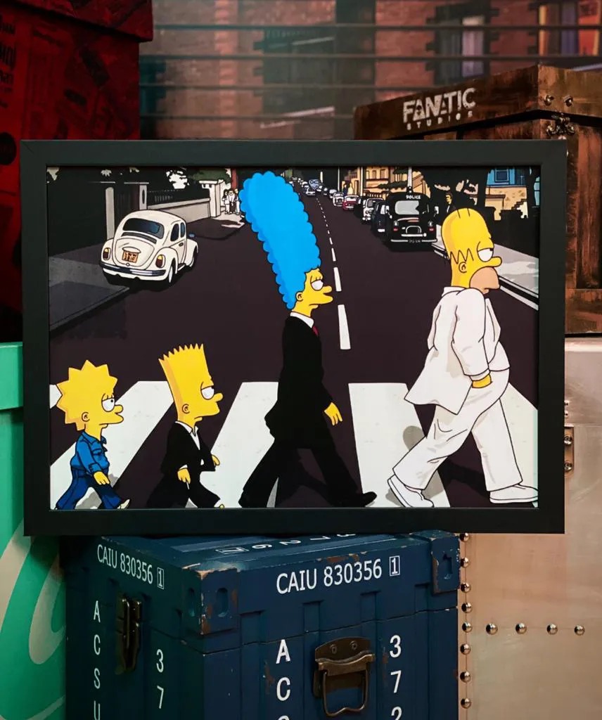 Quadro Com Moldura: Os Simpsons (Beatles Abbey Road) - 46x33