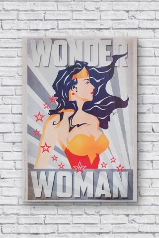 Quadro Tela Mulher Maravilha Wonder Woman Cabelo Voando - DC Comics 70x50 - Metropole