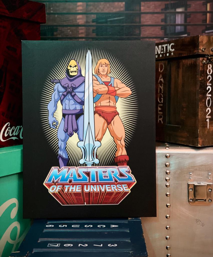 Quadro Tela UVL Esqueleto e He-Man (Skeletor and He-Man): Mestres do Universo (Masters of the Universe) - Urban