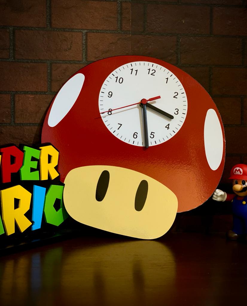 Relógio de Parede Cogumelo Vermelho: Super Mario Bros. - EV