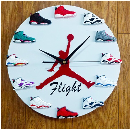 Relógio de Parede Magnético Tênis Jordan Variados: Michael Jordan NBA Branco Flight - MKP
