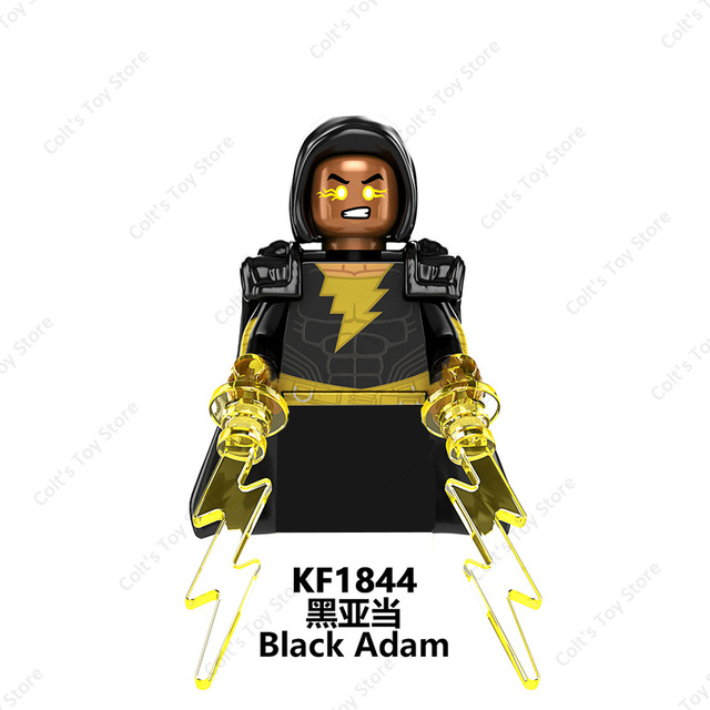 Réplica Bloco de Montar Personagem Black Adam Adão Negro Com Raios: The Rock Movie DC Comics Peças Estilo Lego - MKP