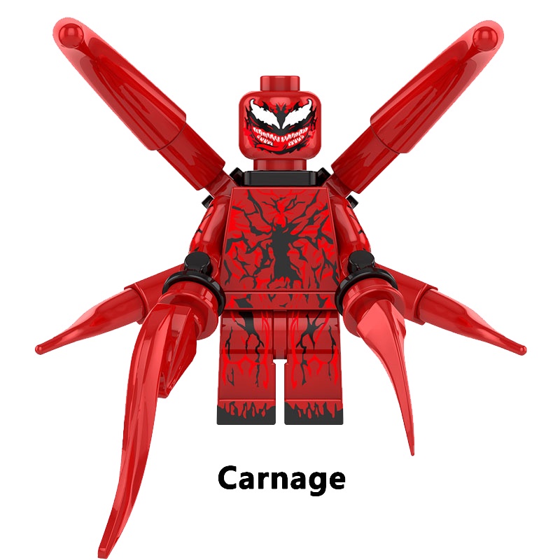 Réplica Bloco de Montar Personagem Carnificina Carnage: Filme Venom Marvel Peças Estilo Lego - MKP