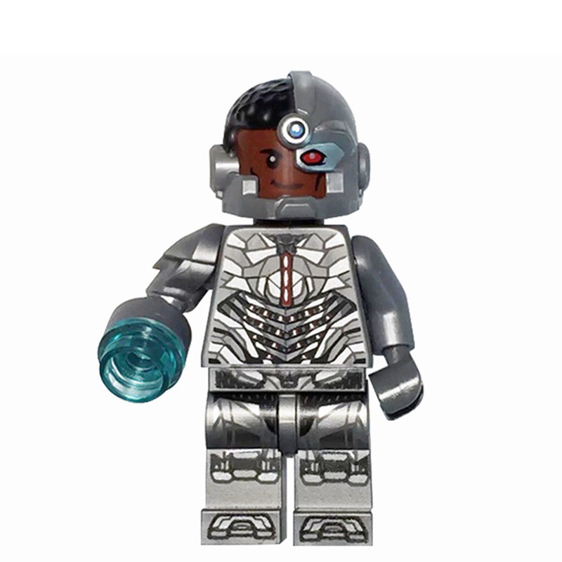 Réplica Bloco de Montar Personagem Cyborg Liga da Justiça: Movie DC Comics Peças Estilo Lego - MKP