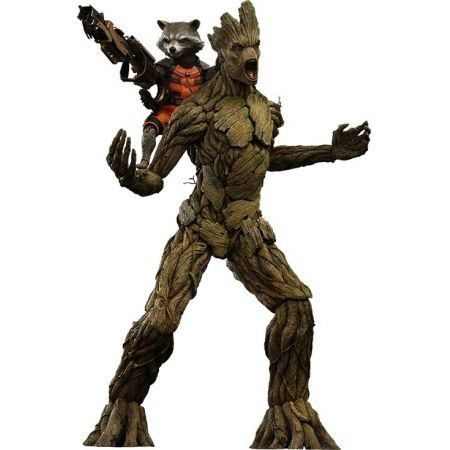 Action Figure Rocket Raccoon e Groot: Guardiões da Galáxia (Guardians of the Galaxy) Escala 1/6 (MMS254) - Hot Toys