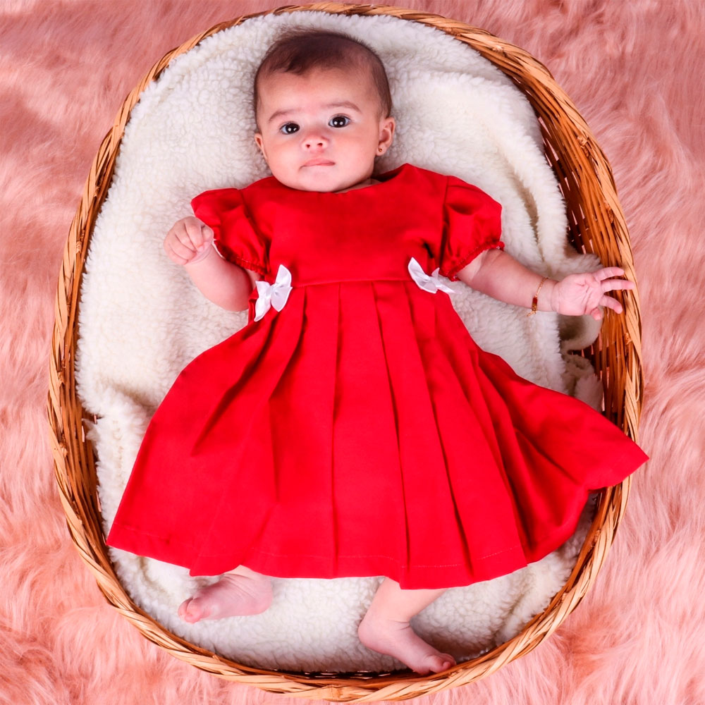 Vestido Alecrim Vermelho - Toca do Bebê
